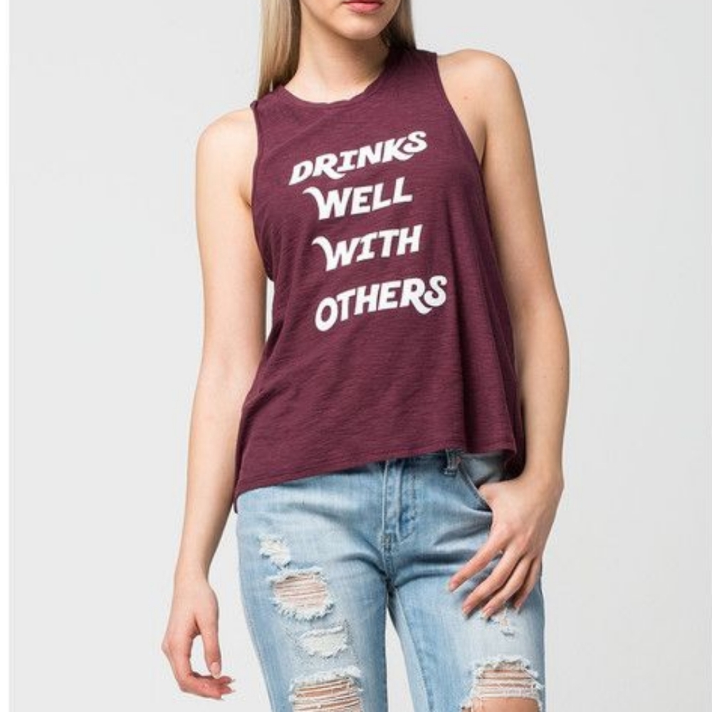 Full Tilt Maroon Tank Top, Drinks Well With Others